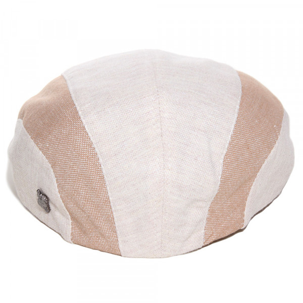 casquette lin bicolore beige et écru