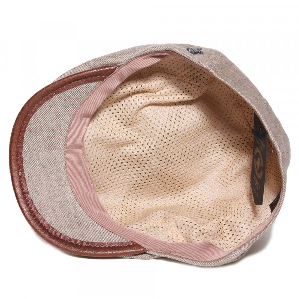 casquette lin beige avec doublure filet