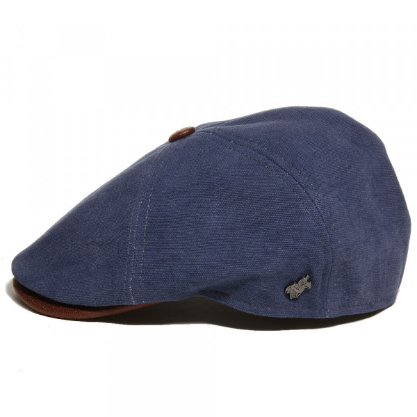 Profil de casquette bleu océan avec visière gansée marron