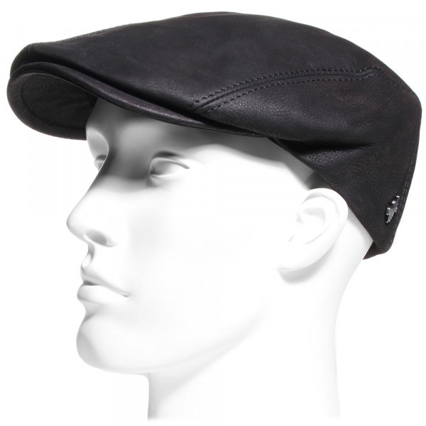 casquette plate cuir noir