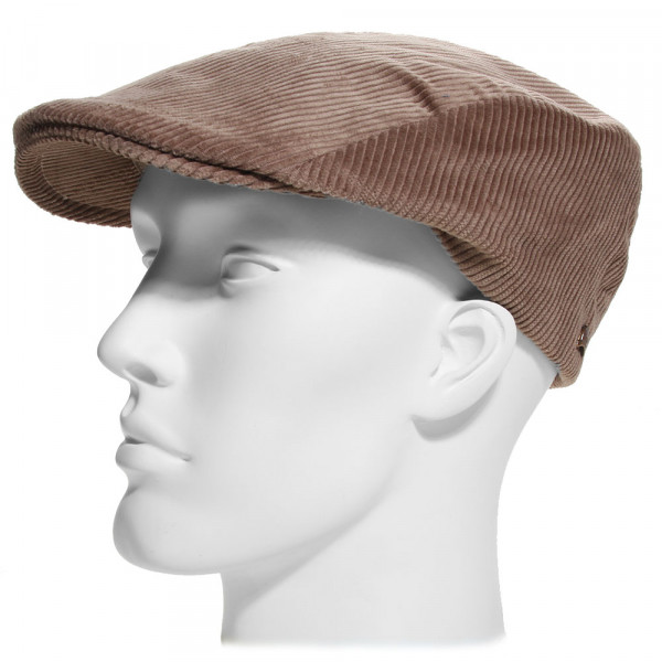 Casquette plate en velours beige à coutures – Hats & Brothers