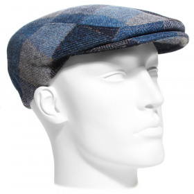 Casquette plate en Harris Tweed à carreaux bleus – Hats & Brothers