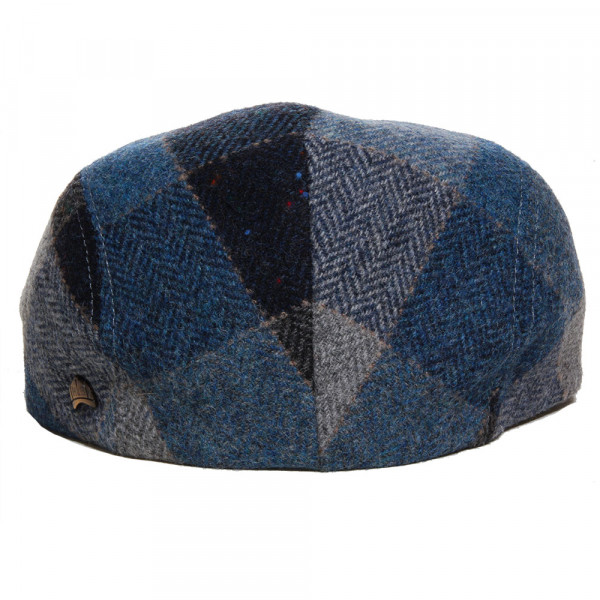 casquette plate à carreaux bleu