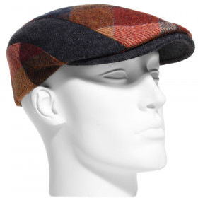 Casquette plate en laine vierge marron à carreaux – Hats & Brothers