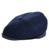 casquette gavroche en laine bleu marine et bouton bleu ciel