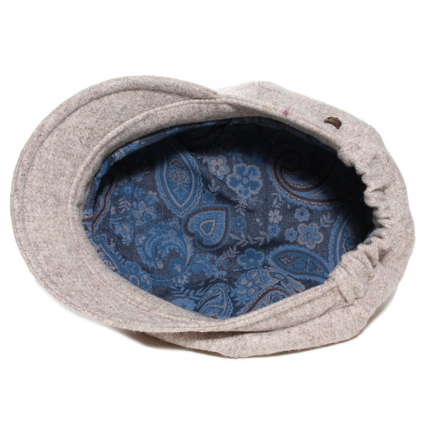 Doublure de casquette gavroche femme en laine vierge beige