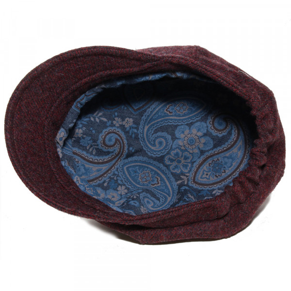 Doublure de casquette gavroche femme en laine vierge bordeaux