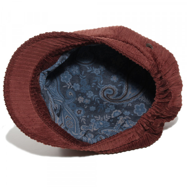 Doublure coton de casquette gavroche femme en velours brique