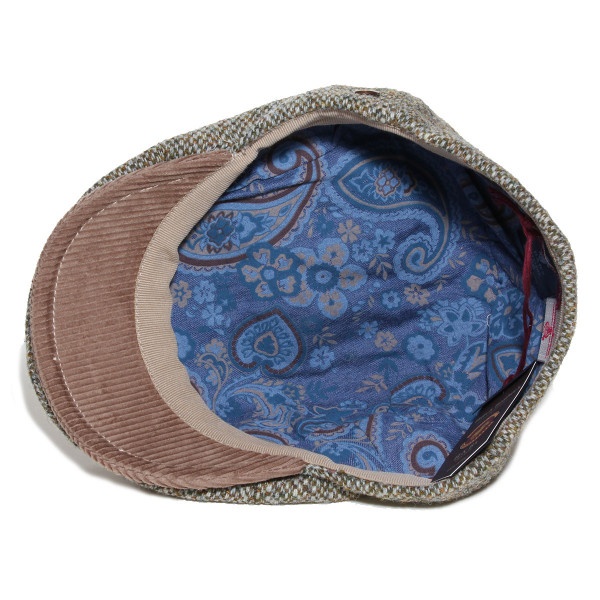 Doublure coton de casquette Oxford en Harris Tweed beige