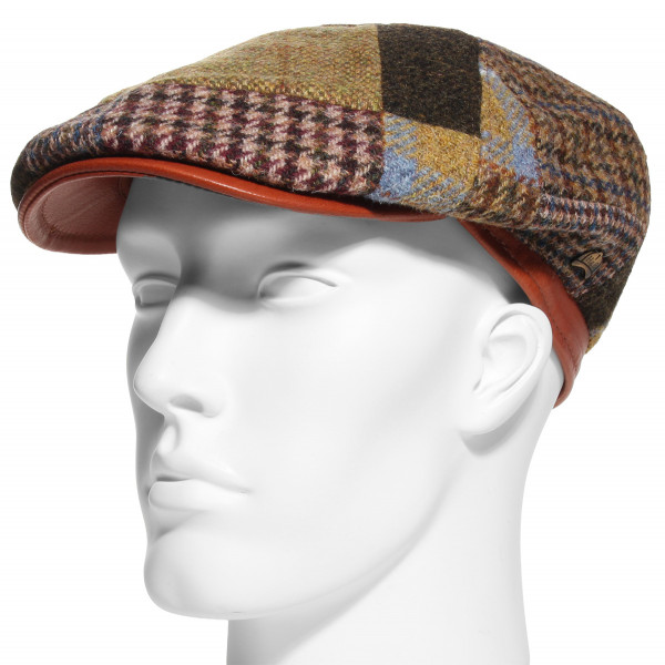 Casquette Gatsby en patchwork Harris Tweed cognac – Hats & Brothers