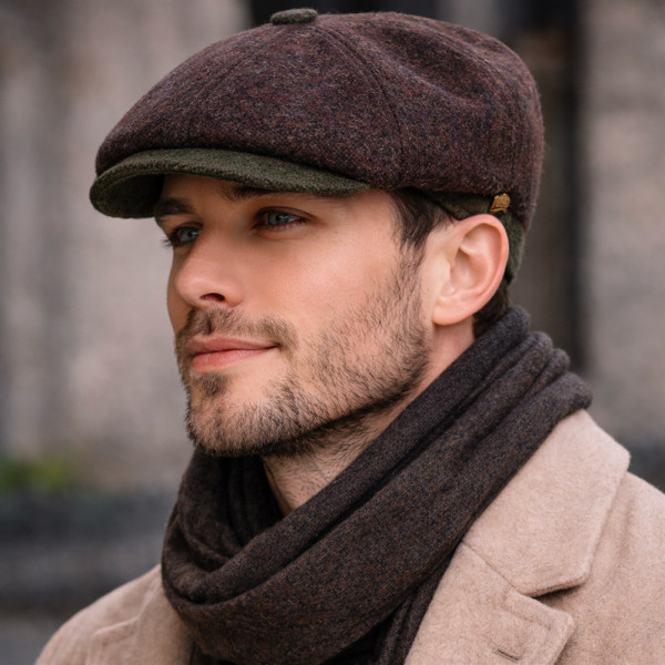 Casquette gavroche marron kaki portée – Hats & Brothers