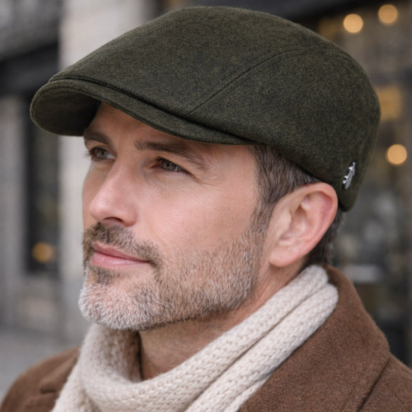 Casquette plate kaki portée – Hats & Brothers