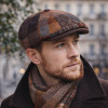 Casquette Oxford en laine vierge patchwork marron portée