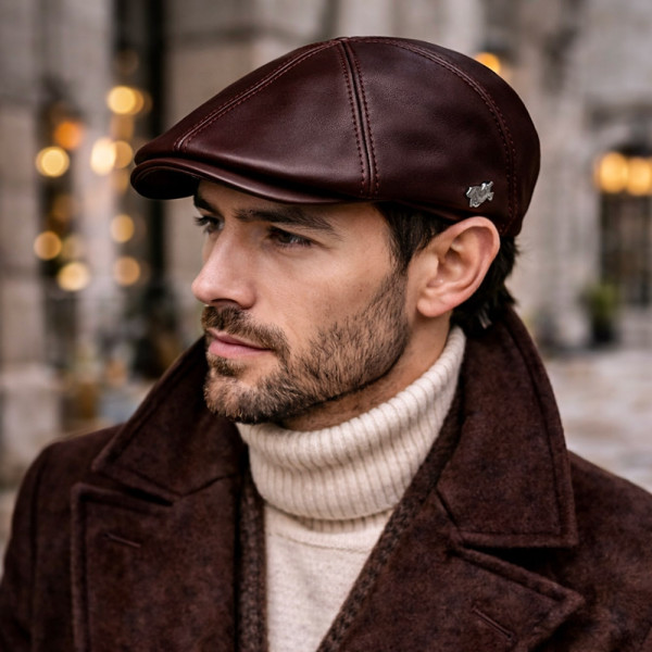 Casquette Broker en Cuir Marron – Hats & Brothers