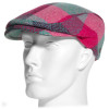 Casquette plate Harris Tweed patchwork rose turquoise portée