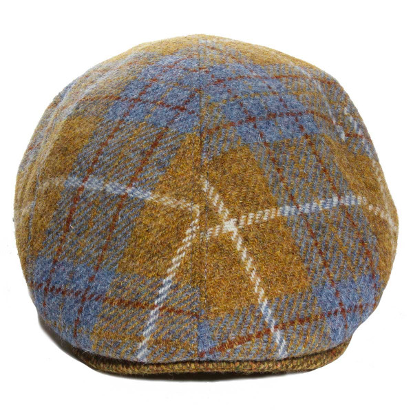 Casquette Harris Tweed moutarde bleu vue de face