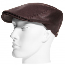 Casquette plate en simili cuir marron – Hats & Brothers