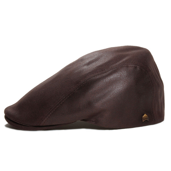 Profil de la casquette anglaise en simili cuir marron
