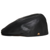 Profil de la casquette plate Hats & Brothers en simili cuir noir