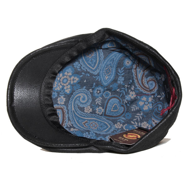 Doublure en coton fantaisie bleu de la casquette plate noire