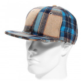 Casquette baseball Kangol tartan bleu et beige en laine