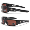 Lunette de soleil pro Biker noir et logo chromé croix de Malte