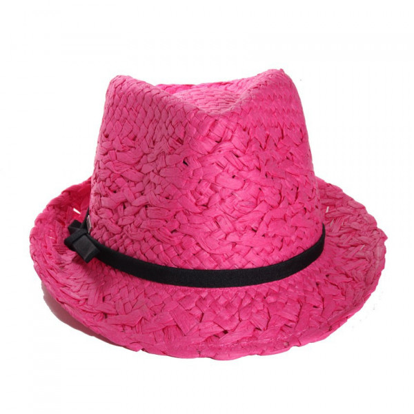Chapeau pour fille paille fushia