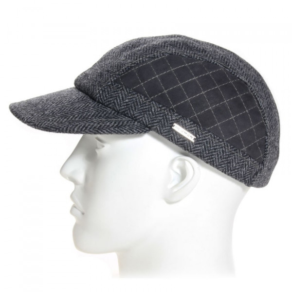 casquette laine et cuir grise