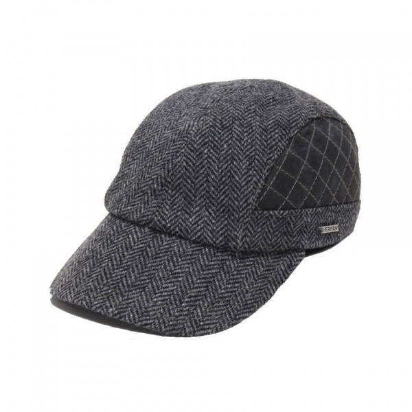 casquette laine et cuir grise