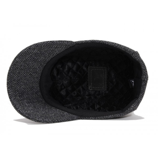 casquette laine et cuir grise