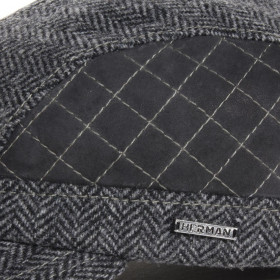 casquette laine et cuir grise
