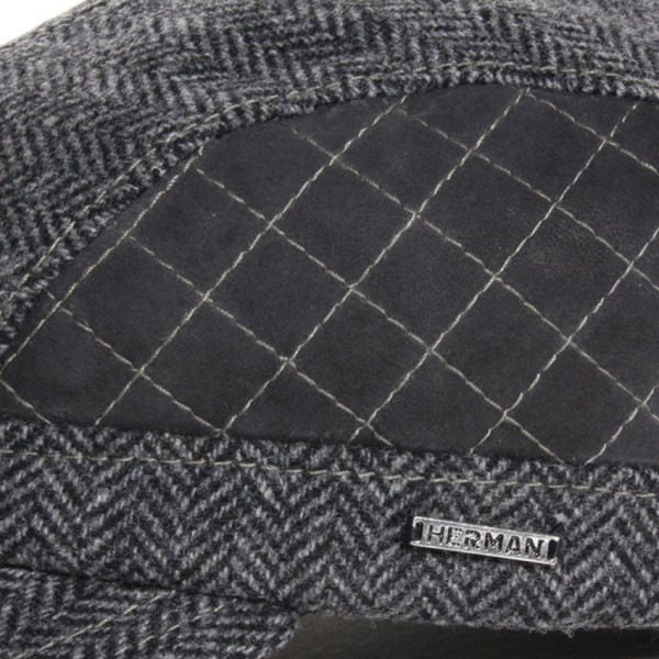 casquette laine et cuir grise