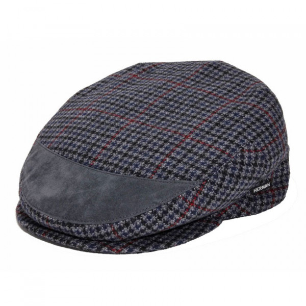 Casquette laine grise et cuir alcantara