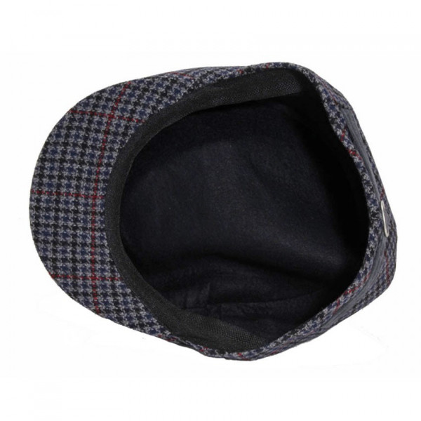 Casquette laine grise et cuir alcantara