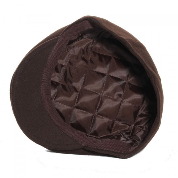 casquette plate en laine coloris marron doublée polyester
