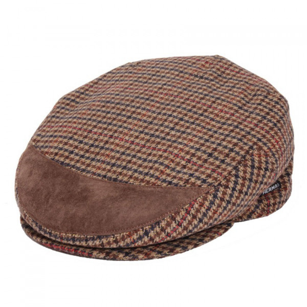 casquette pied de poule Herman avec cuir alcantara
