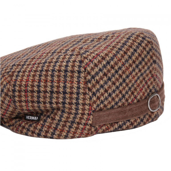 casquette pied de poule Herman avec cuir alcantara