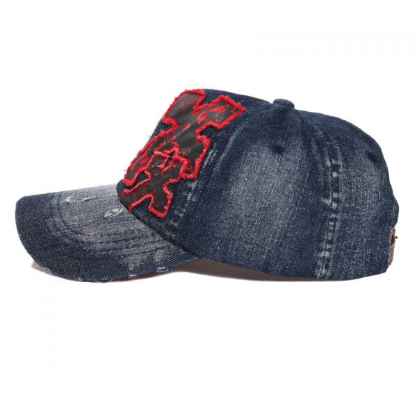 casquette baseball coton jeans et rouge