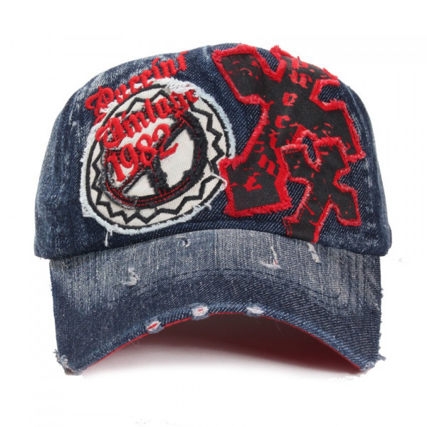 casquette baseball coton jeans et rouge