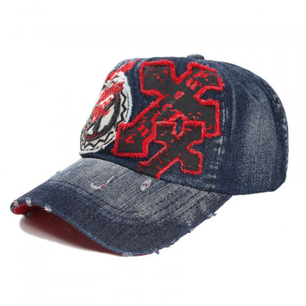 casquette baseball coton jeans et rouge