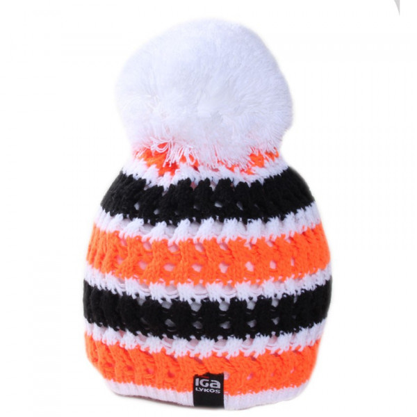 bonnet pompon en laine tricolore