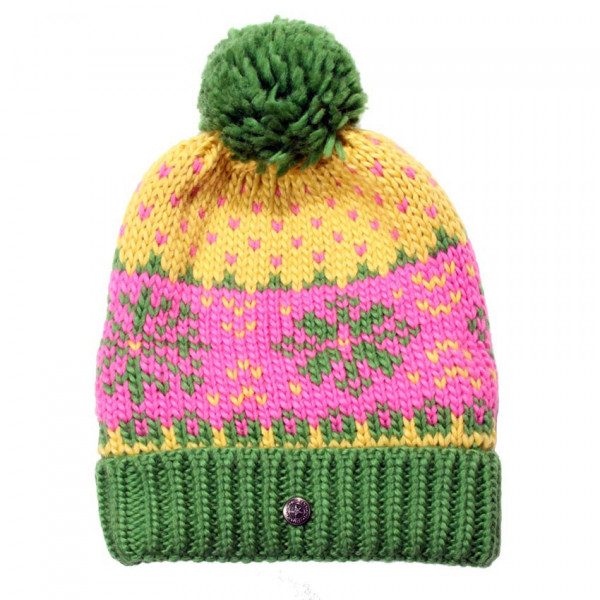 bonnet laine avec pompon vert