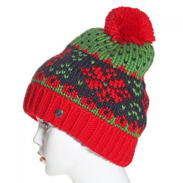 Bonnet laine pompon rouge