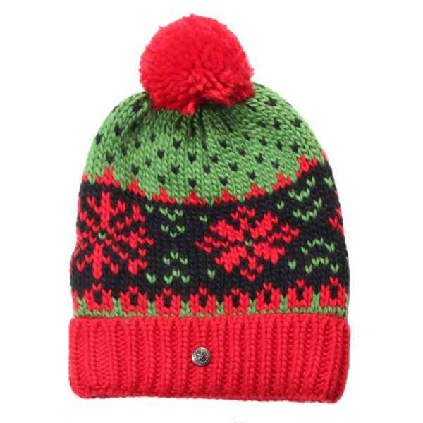 Bonnet laine Igalykos avec pompon rouge