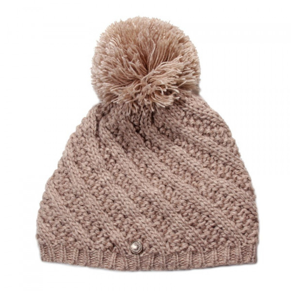 bonnet beige avec pompon