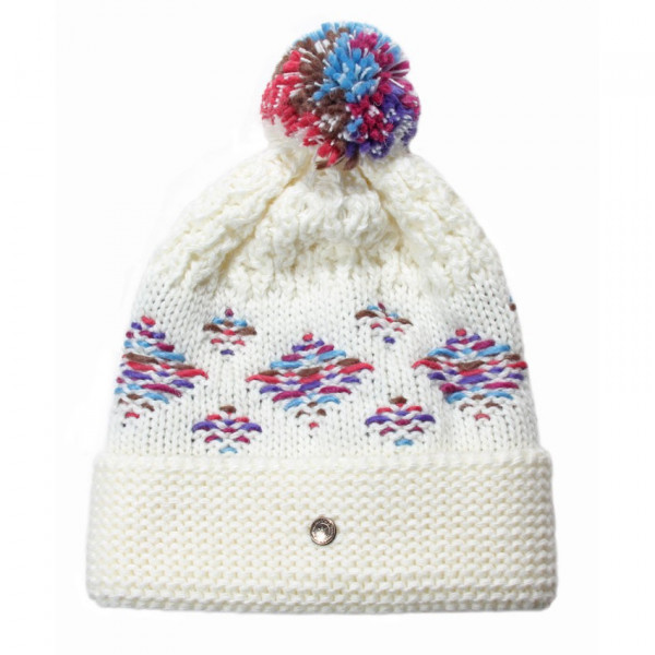 bonnet de ski avec pompon multicolore