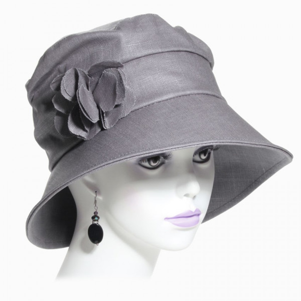 chapeau lin gris