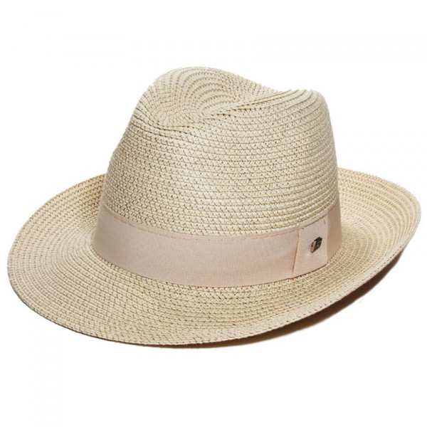 fedora paille papier beige