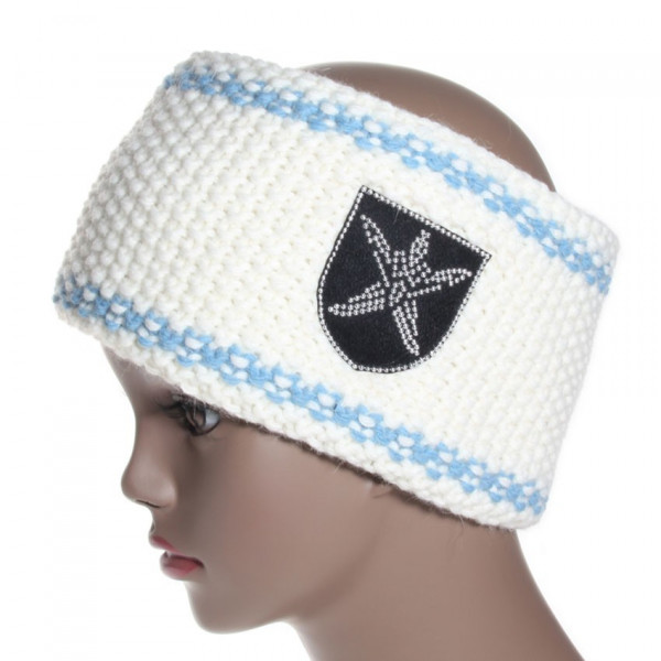 bandeau de ski blanc et bord bleu ciel