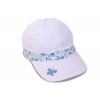 Casquette enfant blanche fleurs bleu